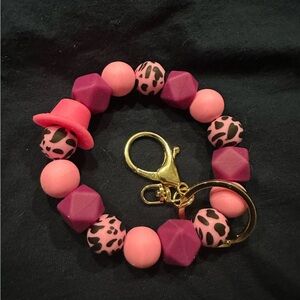 Pink and Purple Beaded Keychain